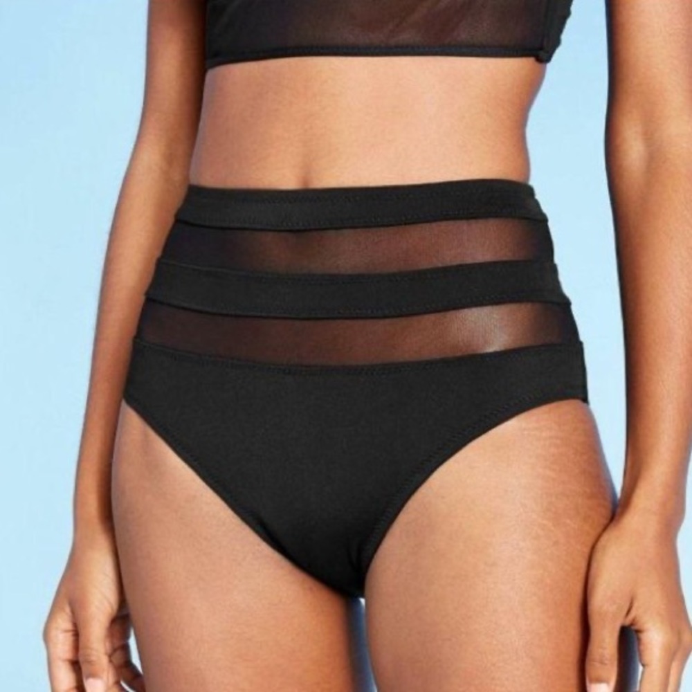 NEW Shade & Shore Mesh Inset High Waist Bikini Bottom